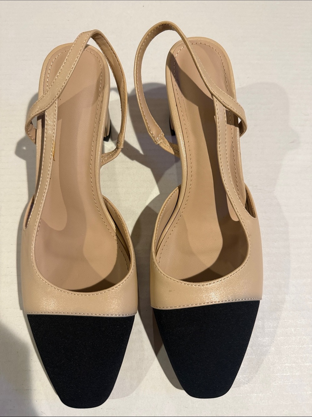 Nude and Black Slingback Heels - Classic Two-Tone Women's Pumps